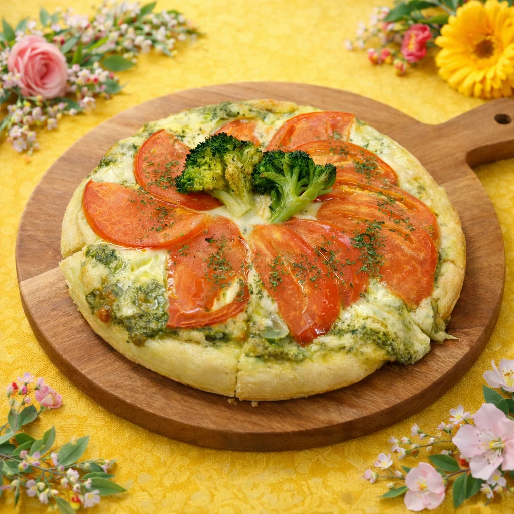 モッツァレラチーズとトマトバジルピザ