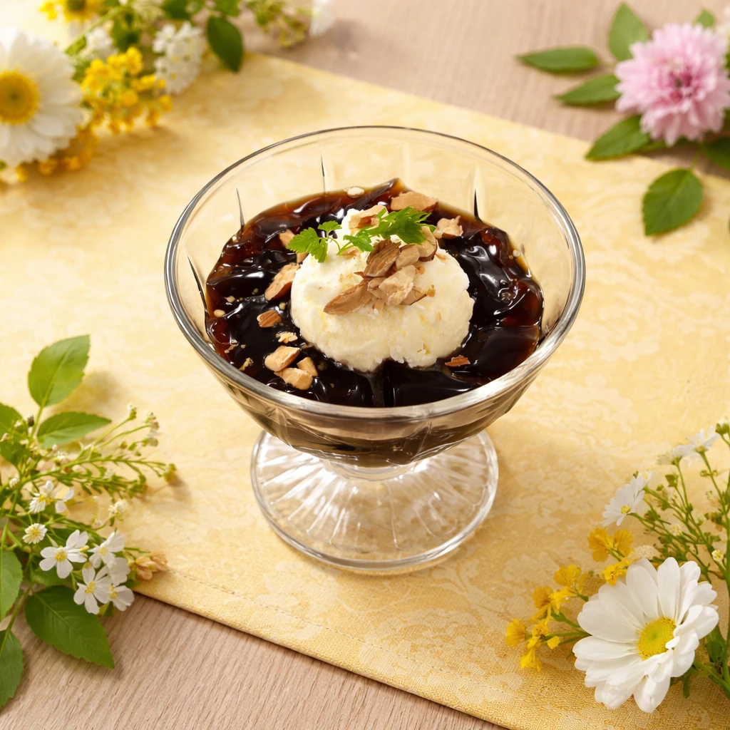 コーヒーゼリーバニラアイス添え
