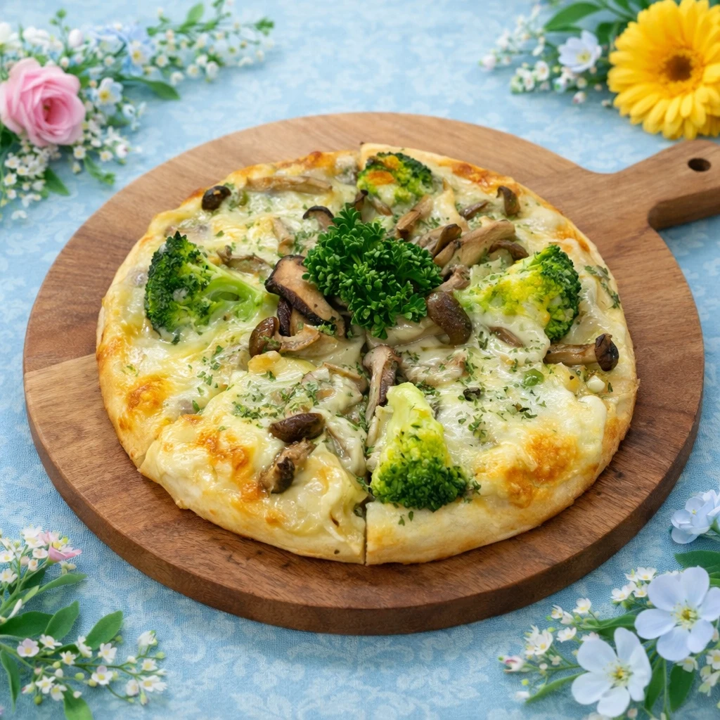 新鮮きのこ３種と野菜のピザ