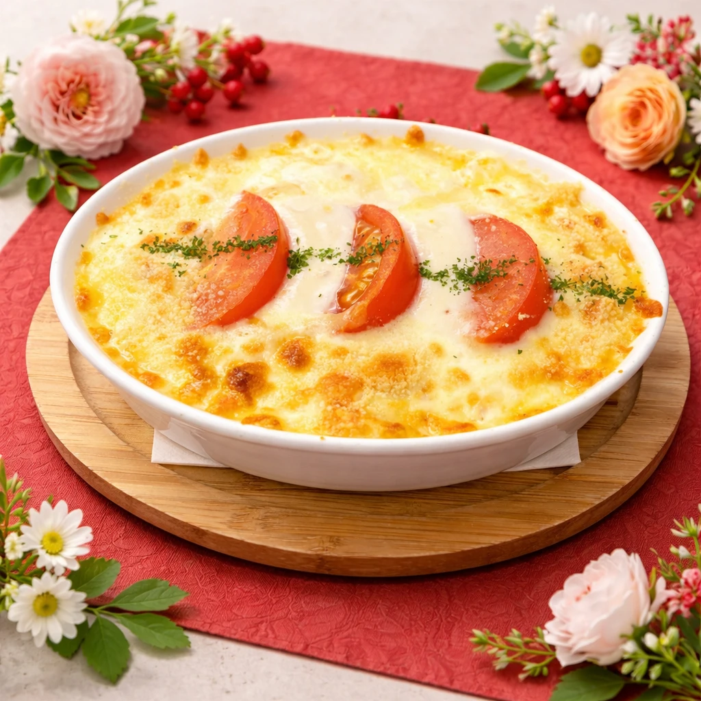 トマトとモッツァレラチーズのマカロニグラタン