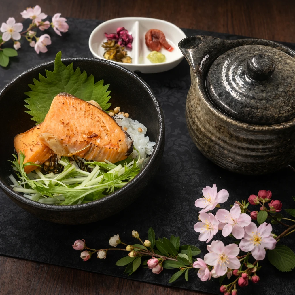 炙り焼き鮭のあごだし茶漬け