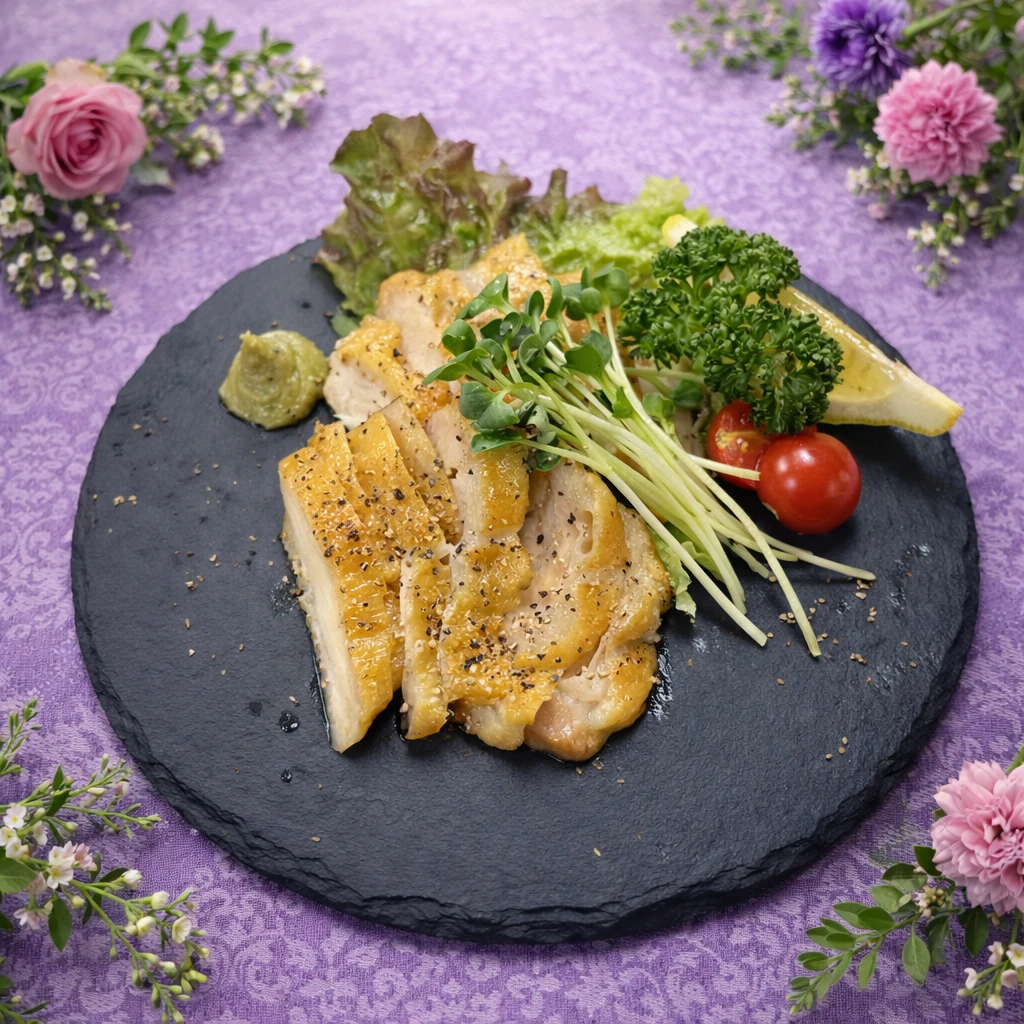 吊るし燻製チキンの炙り