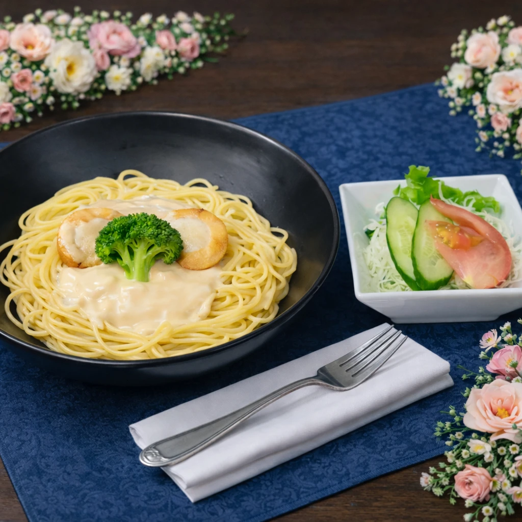 まるごと帆立の海賊ソースパスタ