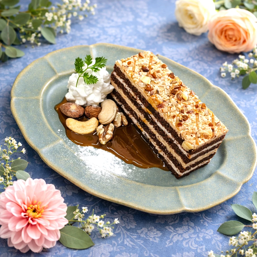 キャラメルと3種ナッツのケーキ