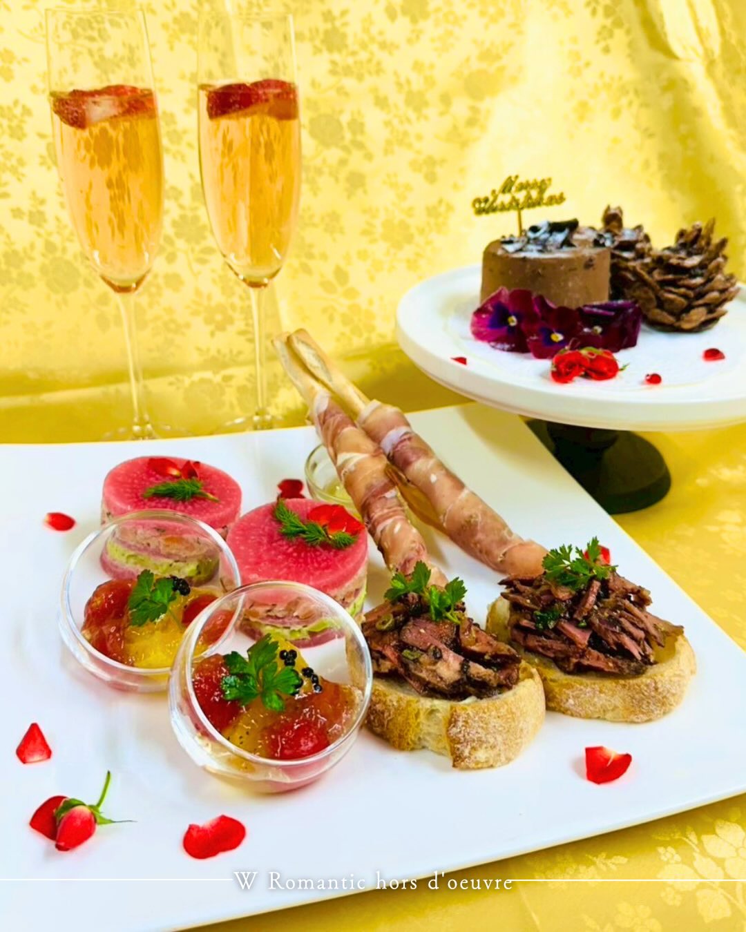 ＼🥂特別なディナーを／
•┈┈┈••✦𝐖✦••┈┈┈•

華やかなひとときの幕開けを彩る、
贅沢なオードブル。
繊細に仕立てた前菜の数々が、
味わいと彩りで五感を優しく刺激します。
フルーティーなアクセントと旨みの重なりが、
シャンパンとともに上質な余韻を演出。
特別な夜を、より一層ロマンティックに引き立てる一皿。

┈┈┈┈┈┈┈┈┈┈

ご予約はプロフィールのURLから
お待ちしています。

•┈┈┈••✦𝐖✦••┈┈┈•
▶▶▶ 𝑨𝒃𝒐𝒖𝒕 𝑾𝒈𝒓𝒐𝒖𝒑

誰もが「スゴい！」と認める、傑作のホテルをつくる。
—— すべての人に、安心・快適・夢・感動を。

私たちは、ブランドコンセプトである“美と食”を軸に、心が動く体験価値を追求するホテルグループです。

最高品質の「安心・快適・夢・感動」をお届けし、お客様にとってかけがえのない非日常空間を提供します。

•┈┈┈••✦𝐖✦••┈┈┈•
▶▶▶ 𝑶𝒏 𝒕𝒉𝒊𝒔 𝒂𝒄𝒄𝒐𝒖𝒏𝒕

このアカウントでは
Wグループホテルで体験できる
贅沢なひとときを切り取ってお届けしています。

心を満たす“非日常の旅”を求める皆さま、
ぜひフォローして最新の魅力に触れてください。

•┈┈┈••✦𝐖✦••┈┈┈•
▶▶▶ 𝑬𝒏𝒈𝒍𝒊𝒔𝒉

A curated collection of seven leisure hotels,
where a passion for beauty and exceptional cuisine shapes every stay.We create experiences that captivate the senses and linger long after your visit.

Through uncompromising comfort and thoughtful hospitality, we welcome guests into a realm of serene luxury and unforgettable escapes from the everyday.

Here, we share the refined moments and quiet indulgences awaiting you at W Group Hotels.

For those seeking a journey that feels beautifully different— one that gently enriches the heart— we invite you to follow and discover our newest inspirations.
┈┈┈┈┈┈┈┈┈┈

You can book your stay via the link in our profile.
We look forward to having you.

•┈┈┈••✦𝐖✦••┈┈┈•
#ホテルW
#Wグループ
#ホテルＷディナー
#ロマンティックディナー